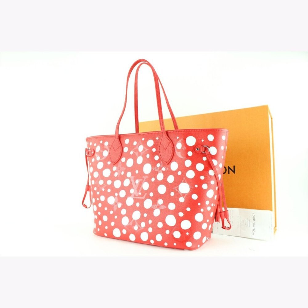 Louis Vuitton Kusama Monogram Empreinte Neverfull MM Red Pumpkin 13LV0123